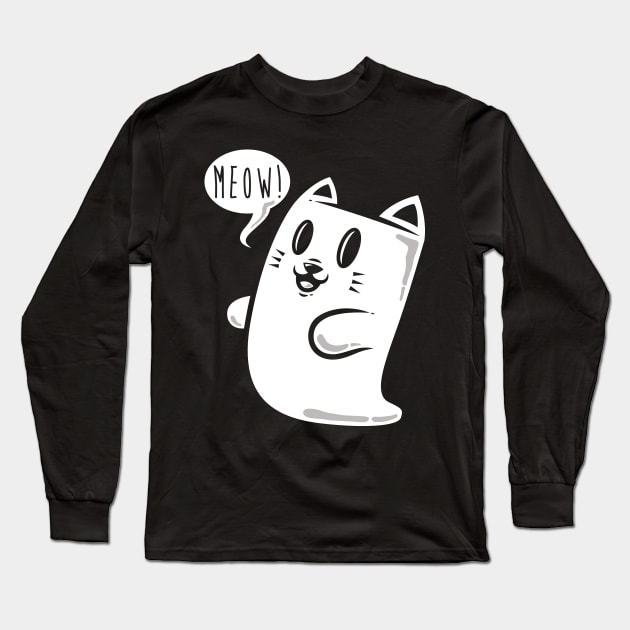 Cat Ghost Long Sleeve T-Shirt by krisren28